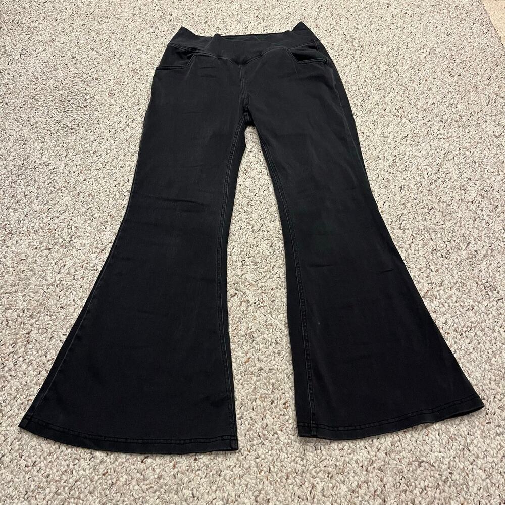 Halara Flex Crossover High Waisted Flare Jeans L Black Stretch Comfort Casual